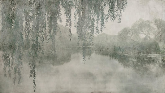 Willow Branches Over Misty Lake Wallpaper