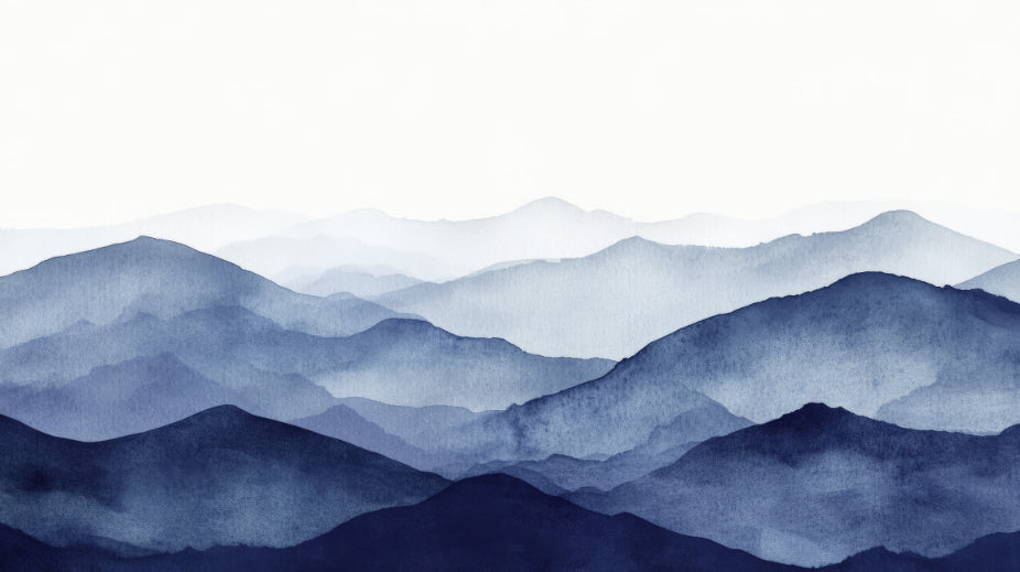 Blue Watercolor Mountains Wallpaper Mural