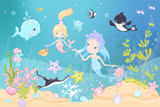 Little Mermaid Underwater Adventure Wallpaper Mural