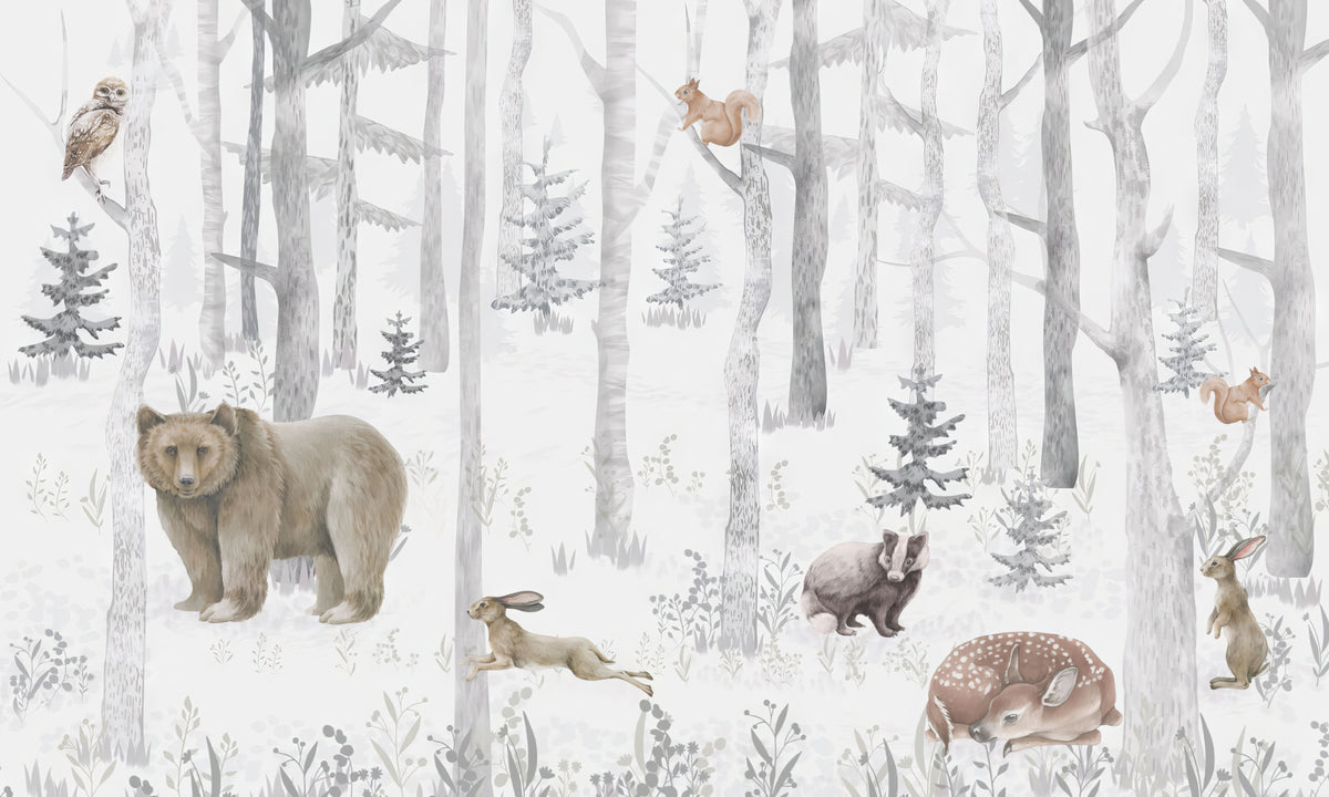 Enchanted Forest Fauna Mural in your room — zoomed