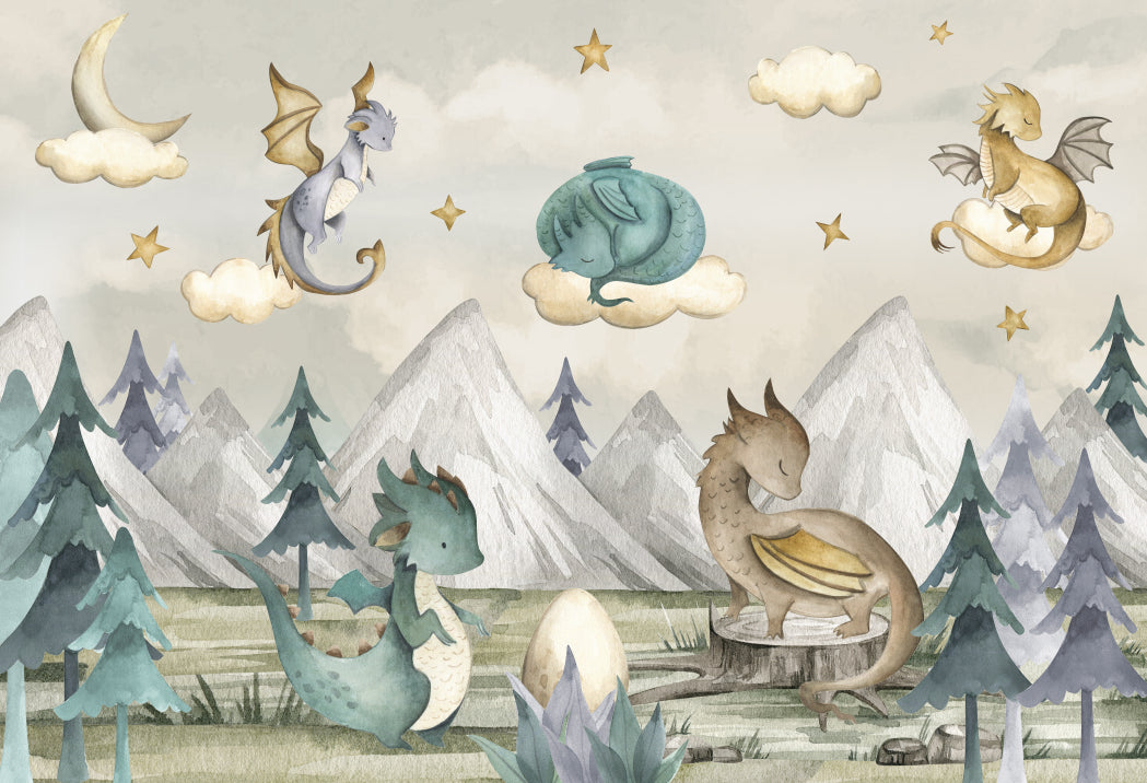 Baby Dragons Wallpaper Mural