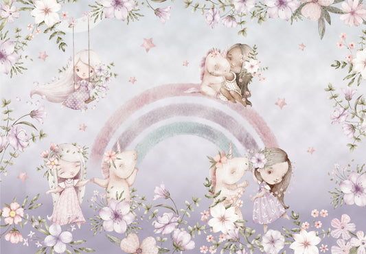Little Girl with Unicorn Wallpaper