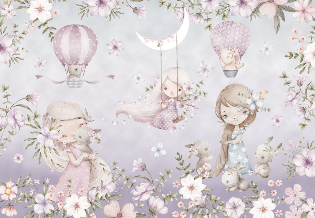 Pastel Pink Floral Wallpaper Mural