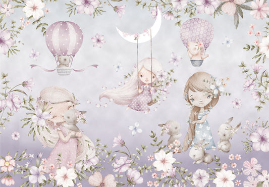 Pastel Pink Floral Wallpaper Mural