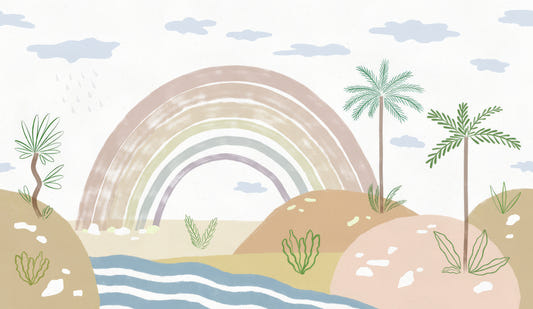 Pastel Rainbow Landscape Wallpaper Mural