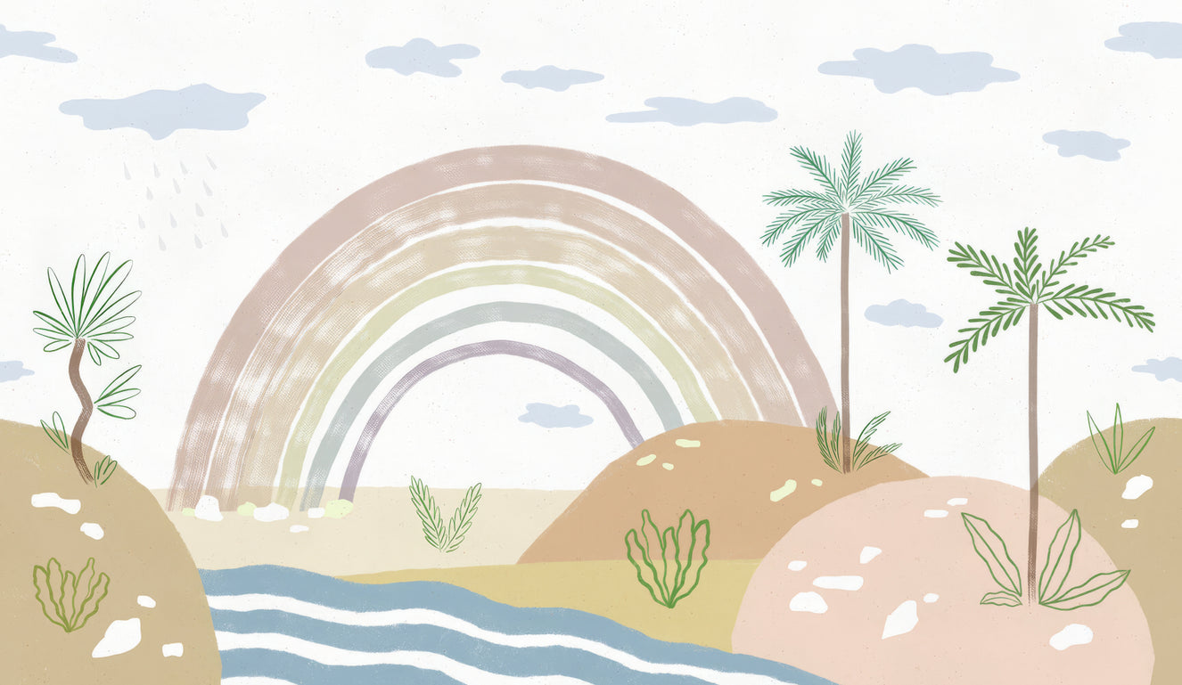 Pastel Rainbow Landscape Wallpaper Mural