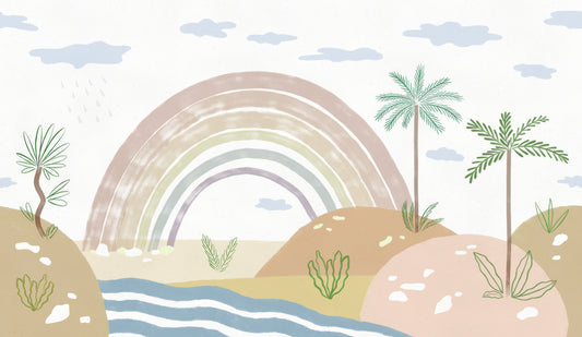 Pastel Rainbow Landscape Wallpaper Mural