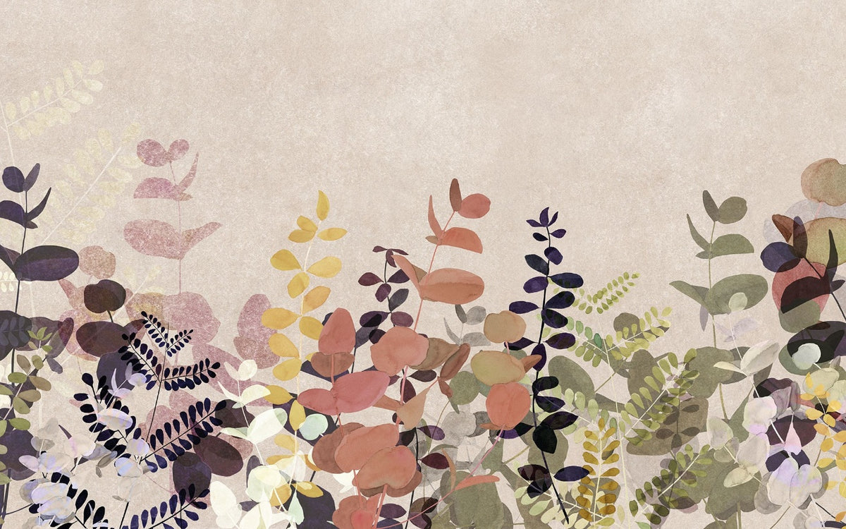 Autumn Leaves Watercolor Wallpaper Mural in your room — zoomed
