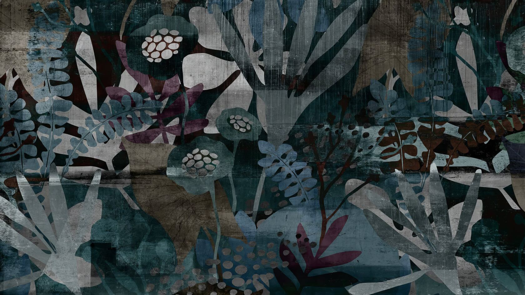 Botanical Abstract Wallpaper Mural