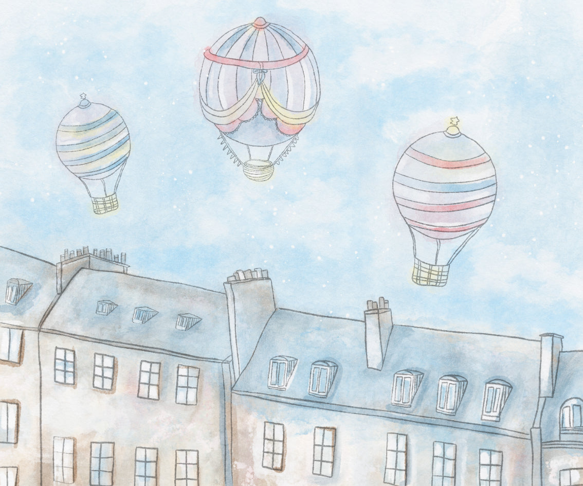 Watercolor Vintage Hot Air balloon Wallpaper