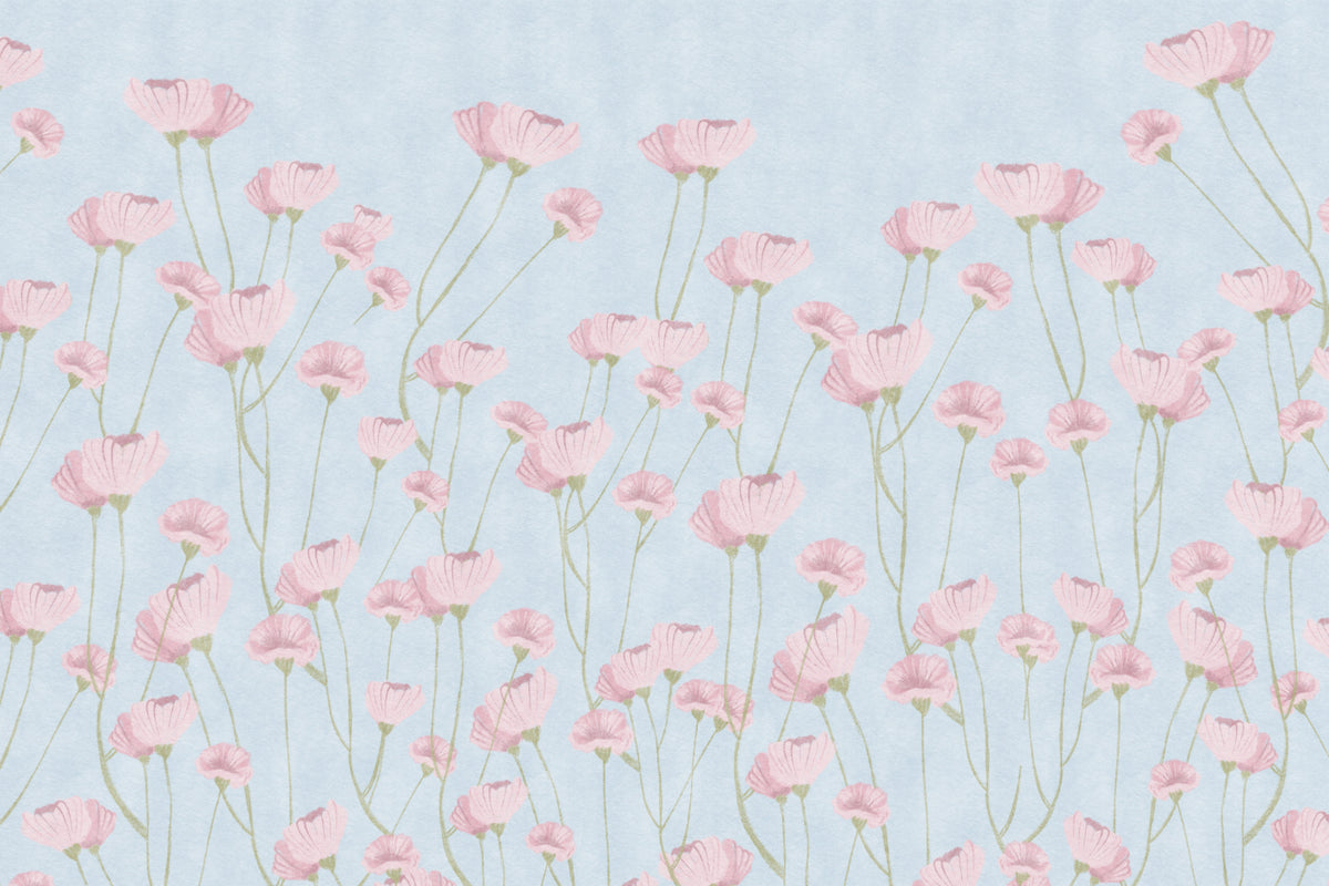 Pastel Blue Watercolor Flower Wallpaper in your room