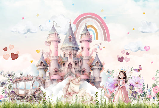 Princess Castle Unicorn Rainbow Wallpaper