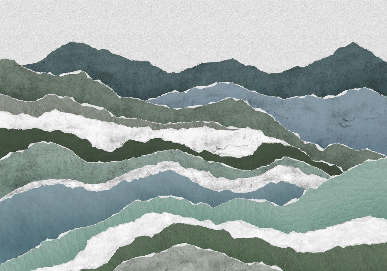 Textured Green Peaks Wallpaper Mural