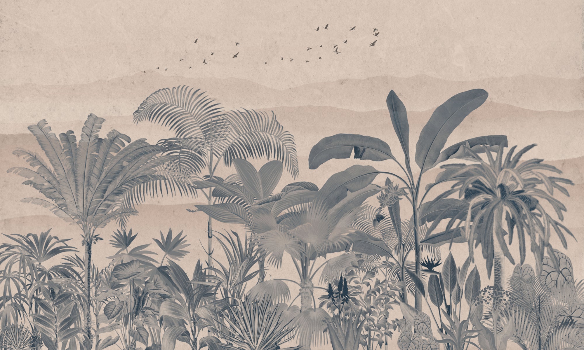 Brown Tropical Jungle Wall Mural