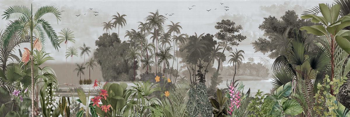 Lush Tropical Jungle Landscape Wallpaper