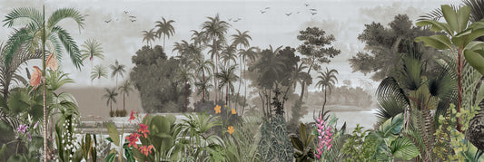 Lush Tropical Jungle Landscape Wallpaper