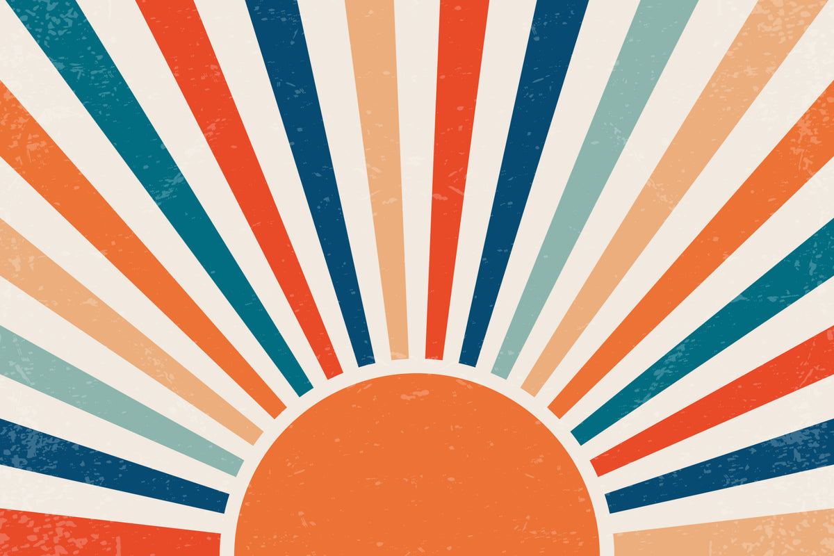 Retro Sunburst Geometric Wallpaper in your room — zoomed