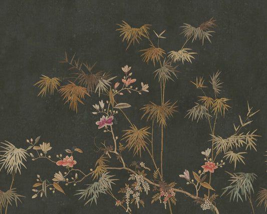 Golden Bamboo Flower Wall Mural