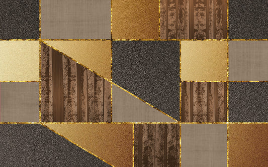 Luxury 3D Geometric Gold Wallpaper
