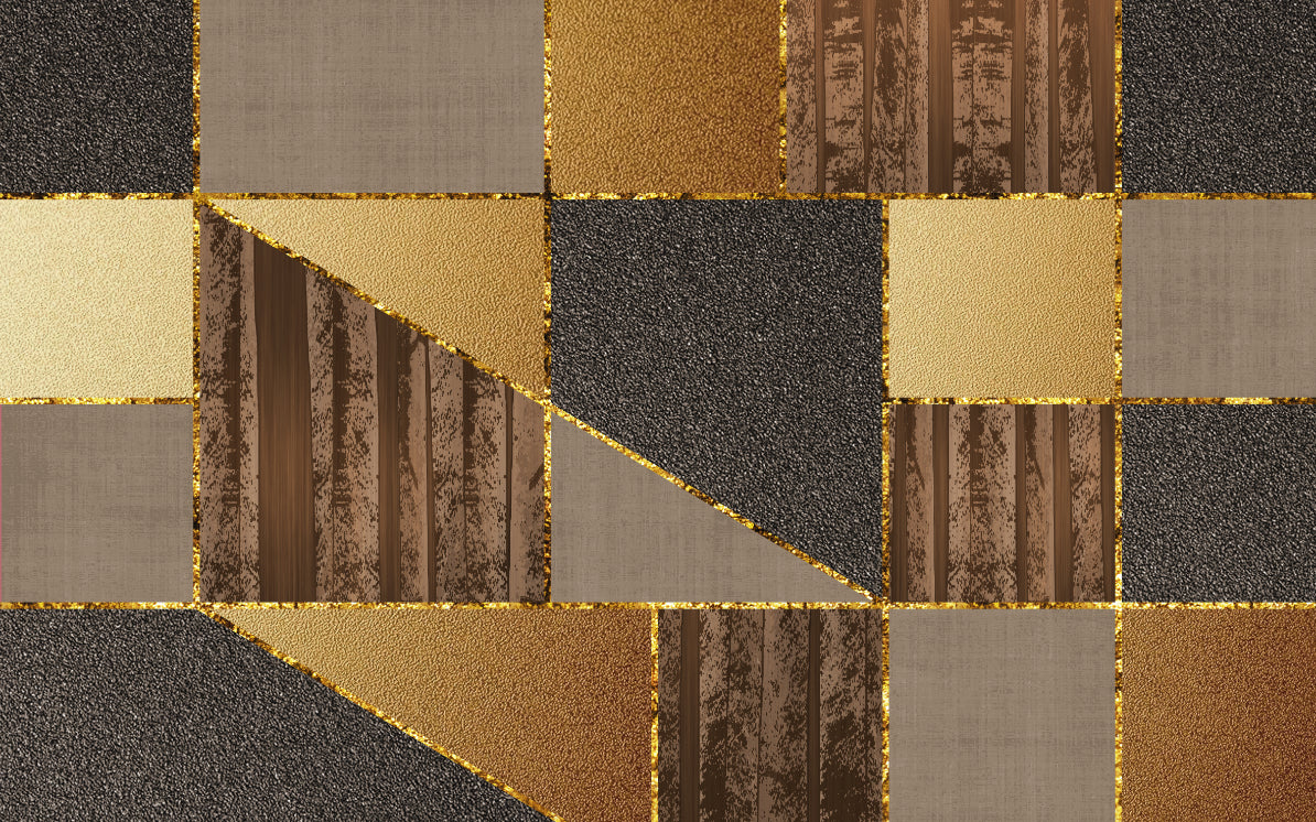 Luxury 3D Geometric Gold Wallpaper