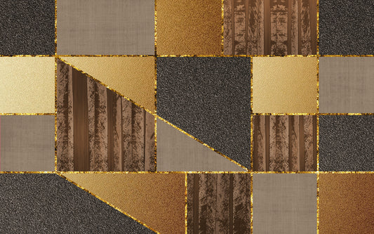 Luxury 3D Geometric Gold Wallpaper