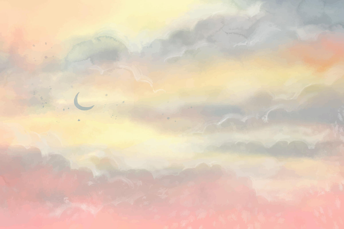 Pastel Watercolor Moon Artwork Wallpaper in your room — zoomed