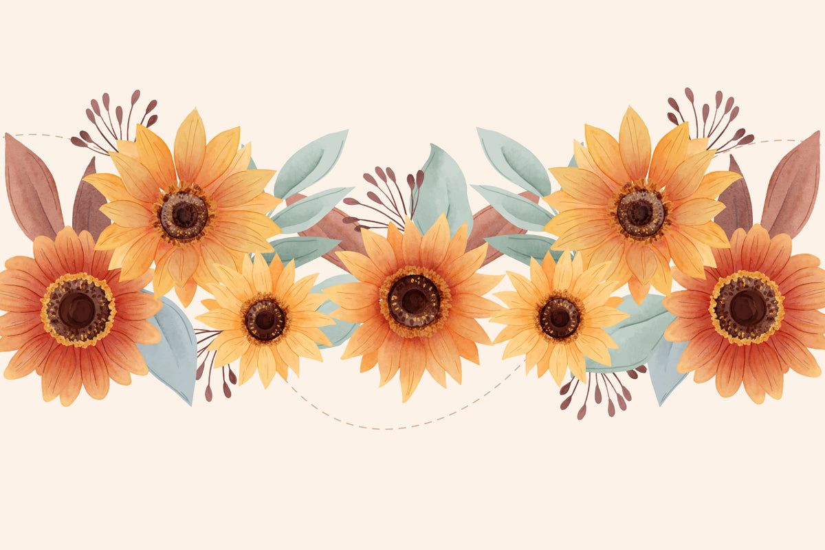 Watercolor Sunflower Floral Wallpaper in your room