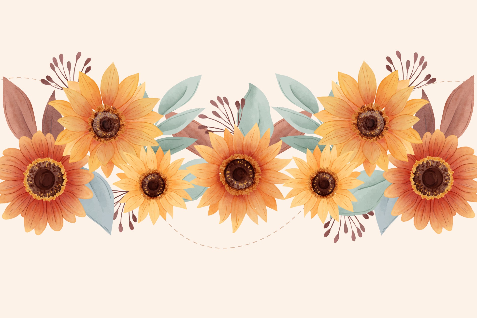 Watercolor Sunflower Floral Wallpaper
