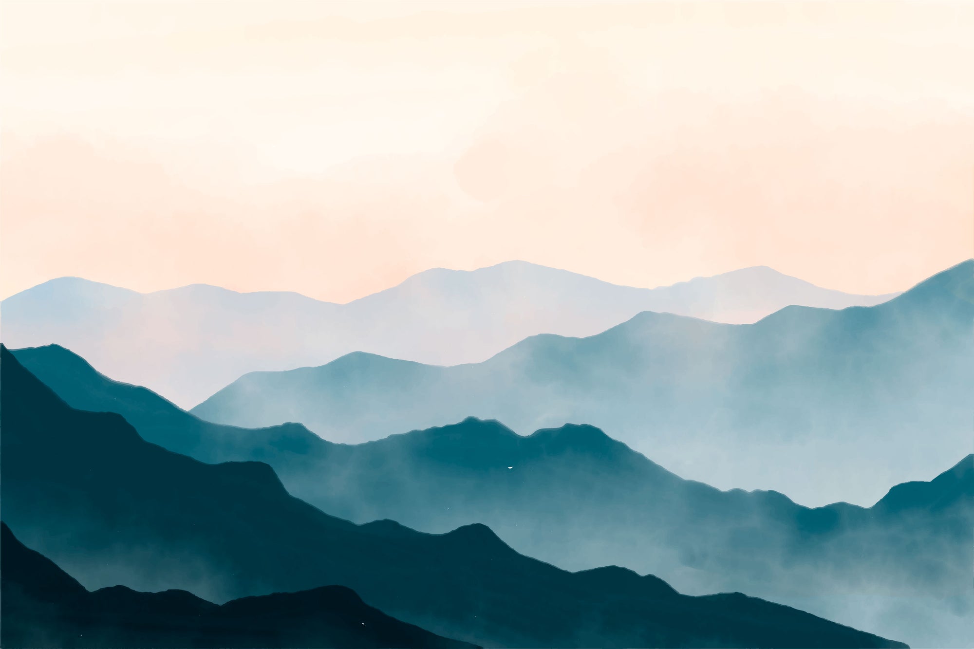 Watercolor Mountain Landscape Wallpaper