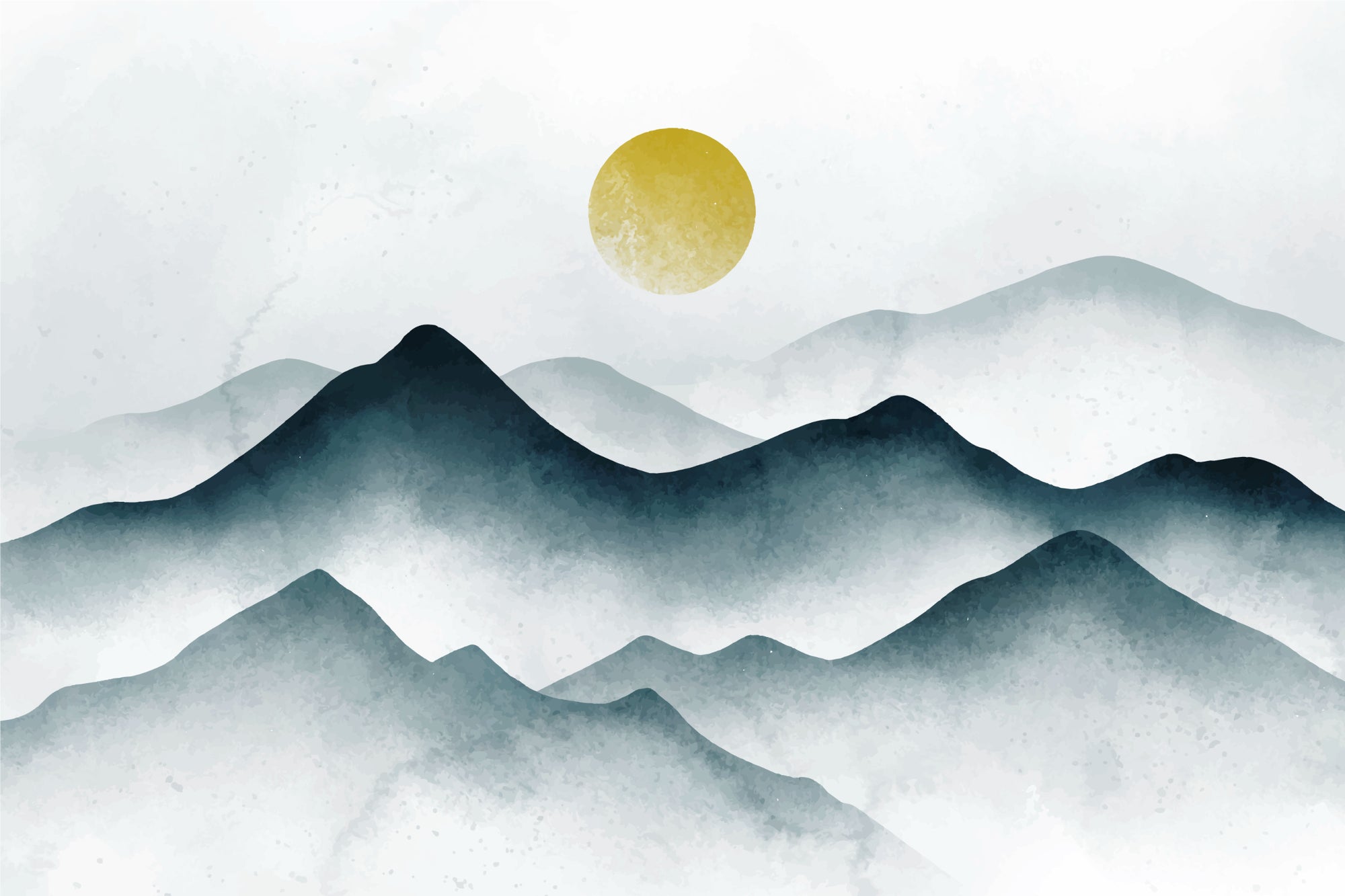Watercolor Misty Mountain Wallpaper