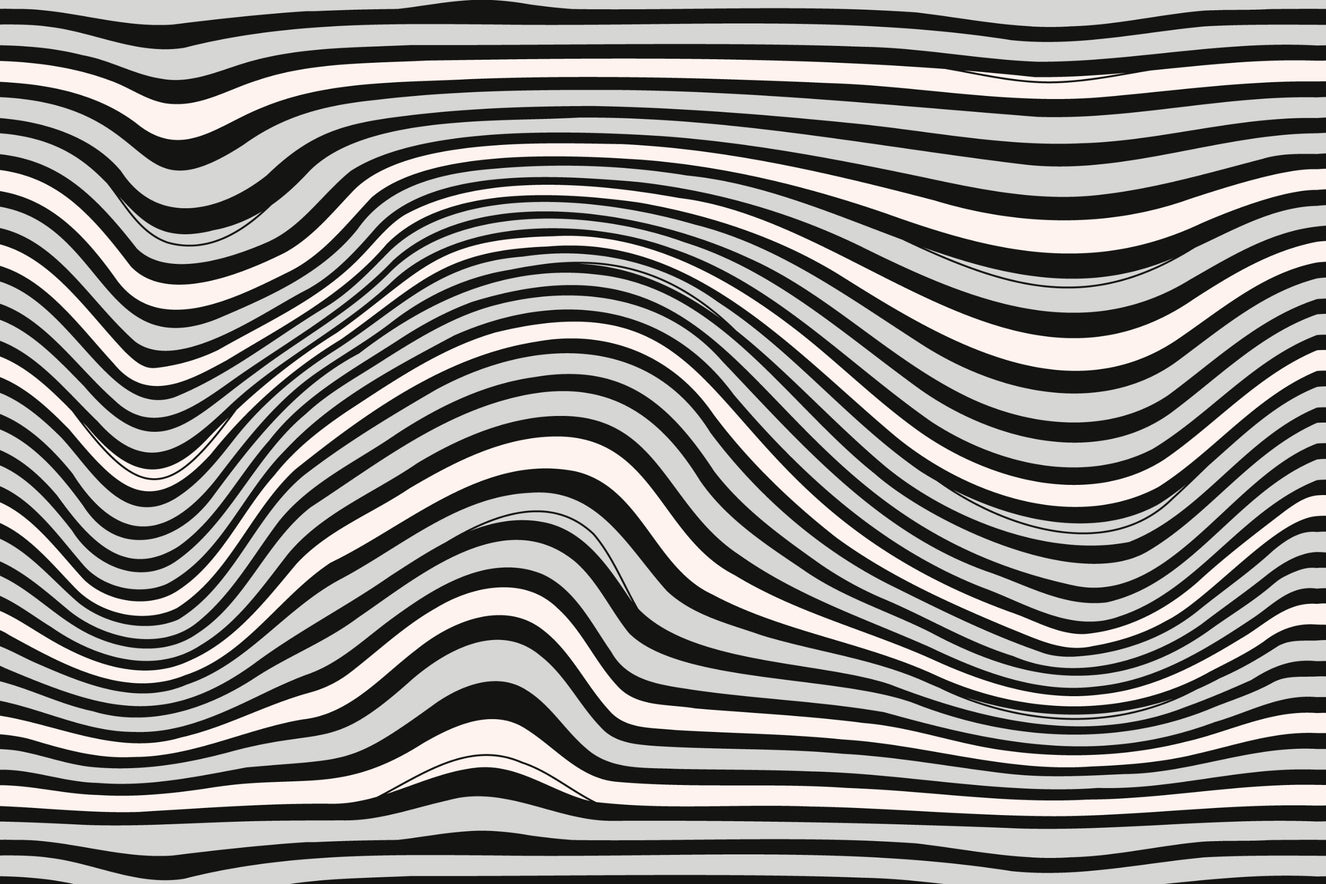 Black & White Wavy Illusion Wallpaper