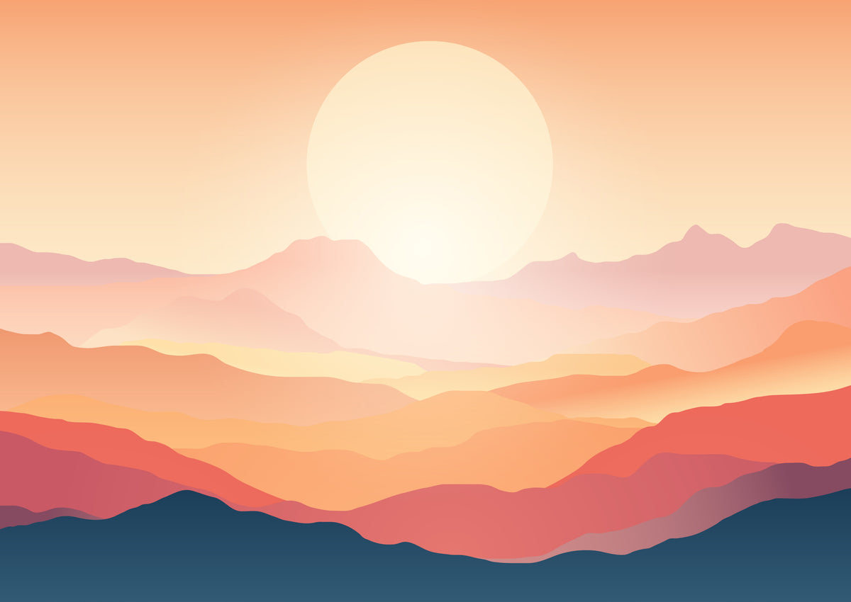 Sunset Mountain Landscape Wall Mural in your room