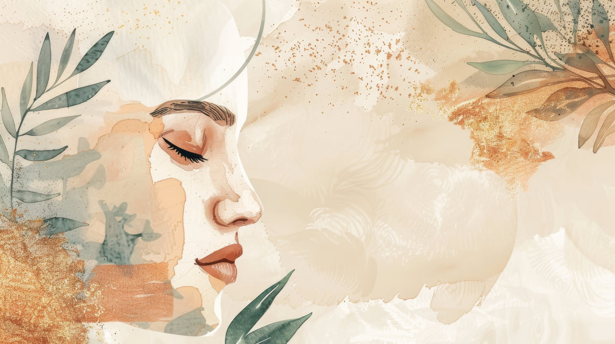Watercolor Feminine Portrait Wallpaper in your room — zoomed