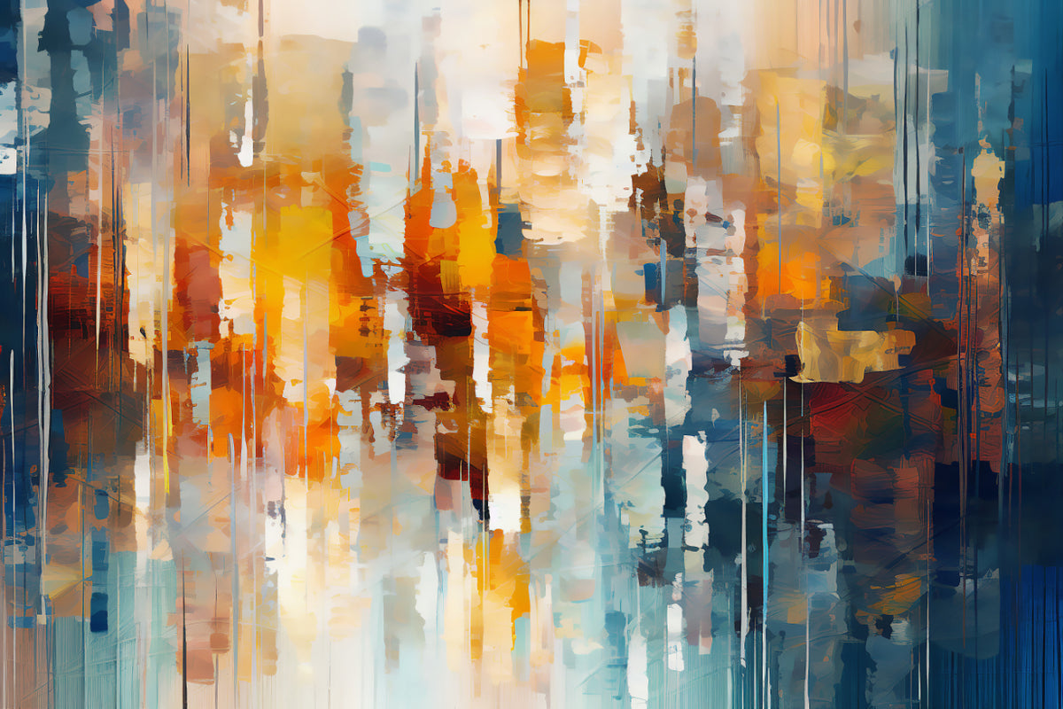 Vibrant Blue and Orange Abstract Wallpaper in your room — zoomed