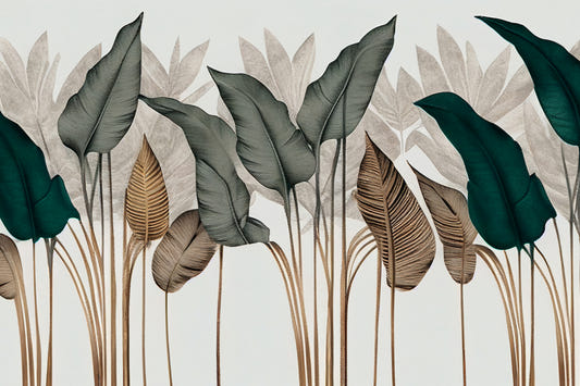 Modern Botanical Leaf Wallpaper