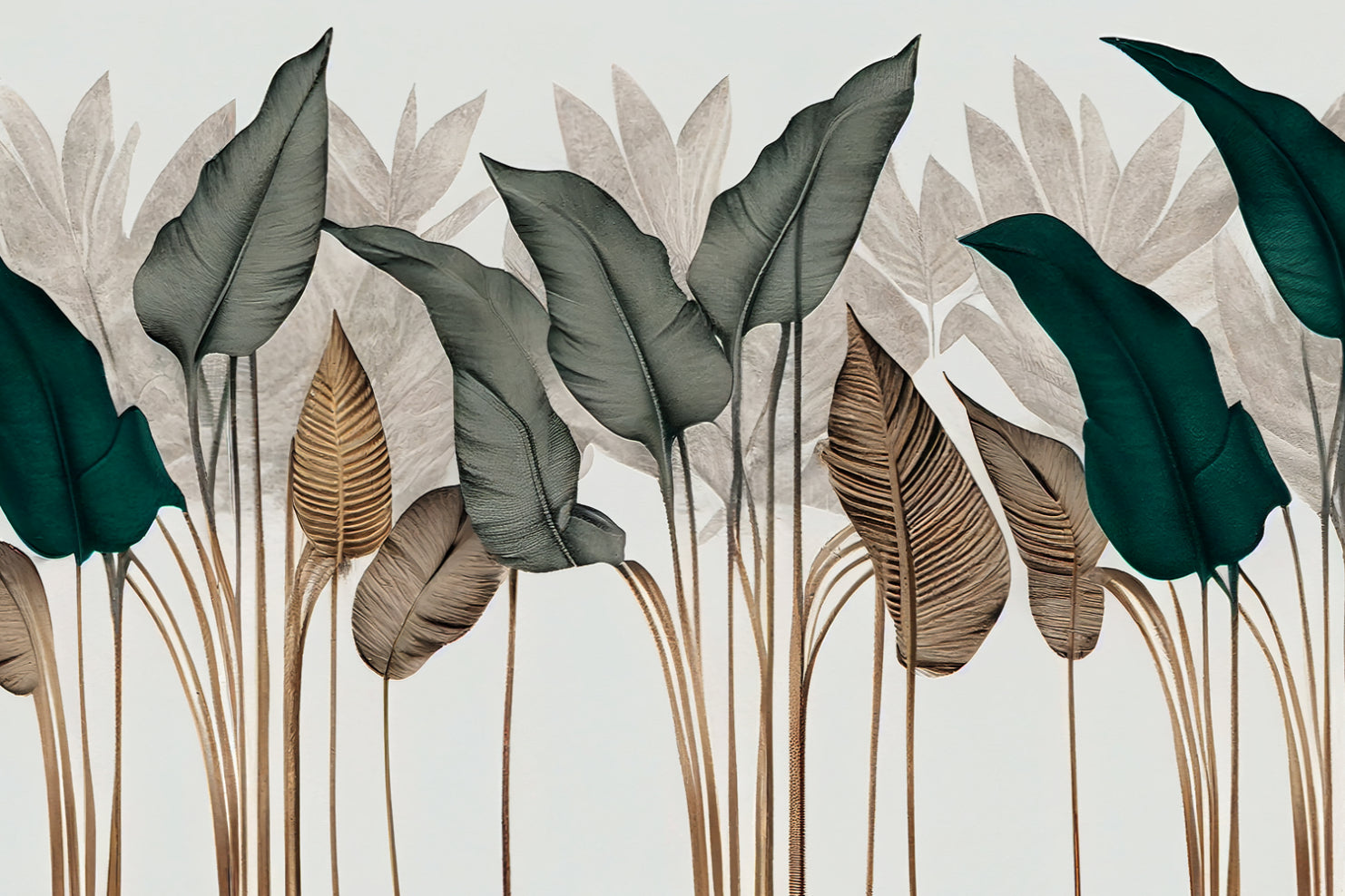 Modern Botanical Leaf Wallpaper