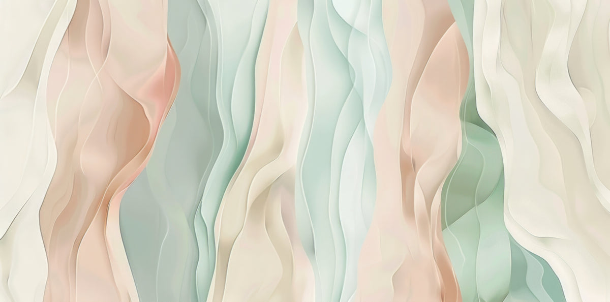 Pastel Wavy Abstract Wallpaper in your room — zoomed