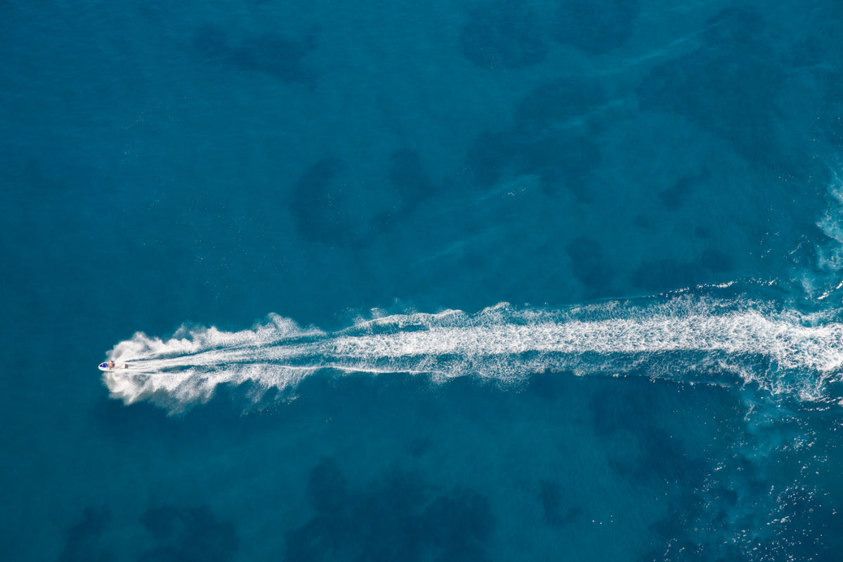 Aerial Jet Ski Ocean Photography Wallpaper