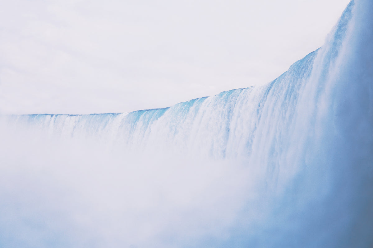 Misty Blue Waterfall Wall Mural in your room — zoomed