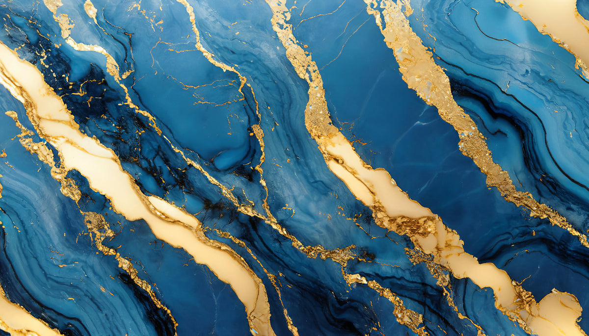 Luxury Blue Gold Marble Wallpaper in your room