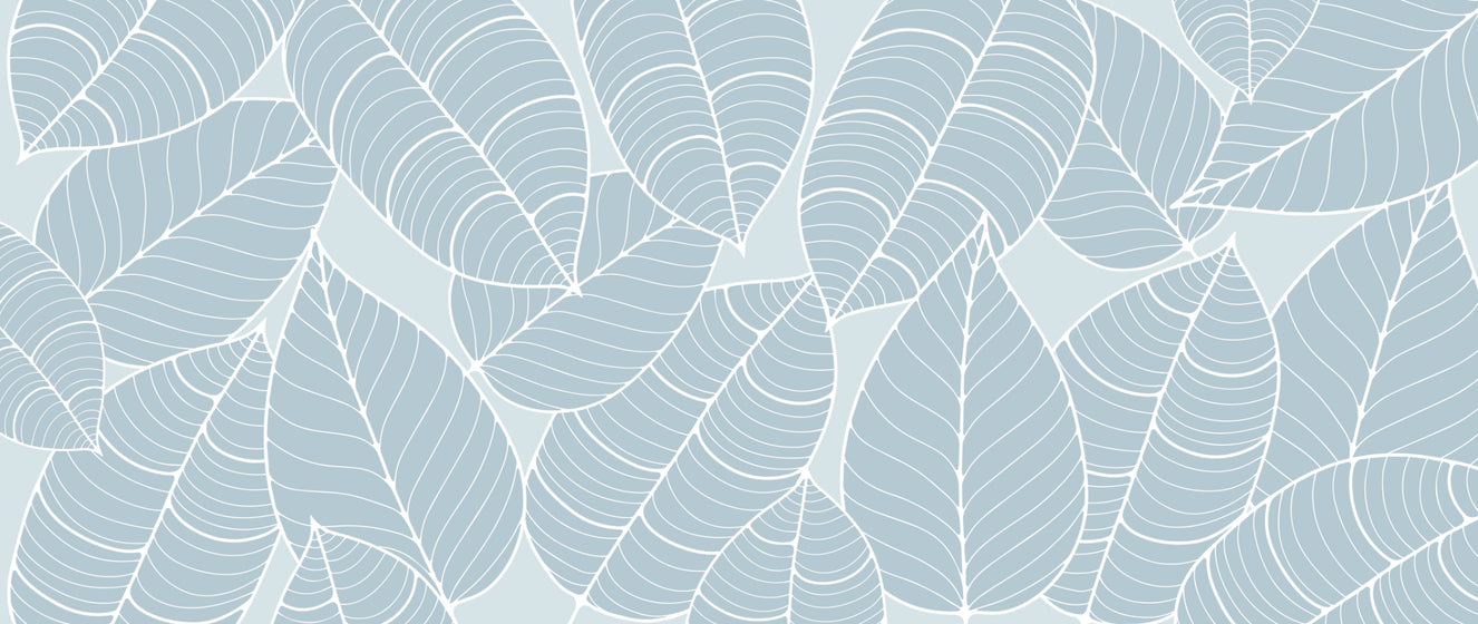 Soft Blue Leaf Pattern Wallpaper