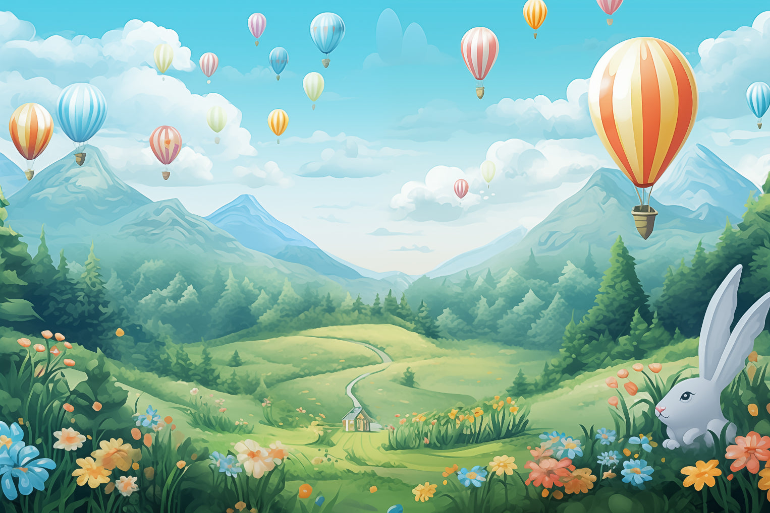 Whimsical Hot Air Balloon Wallpaper