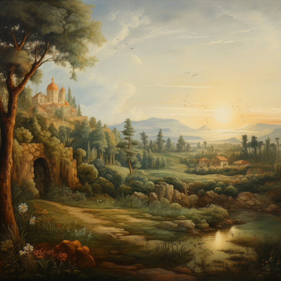 Vintage European Landscape Wallpaper