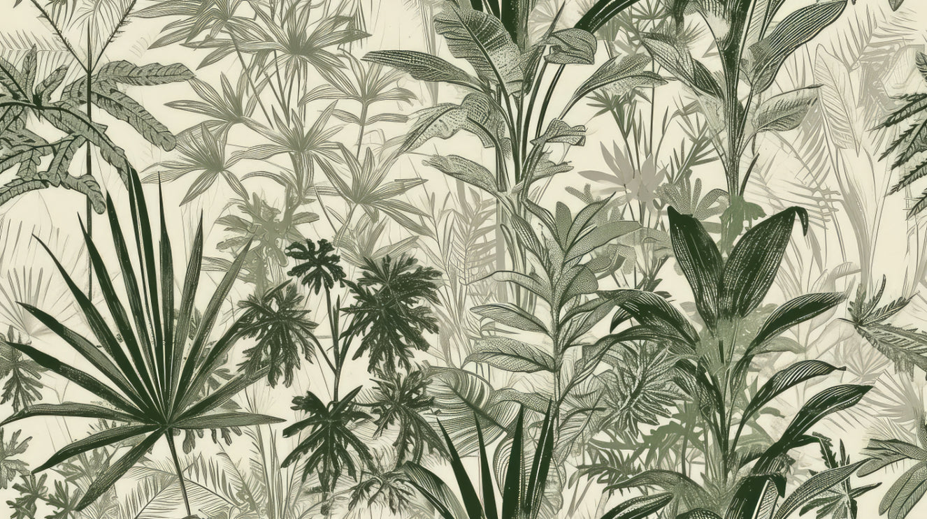 Hand-Drawn Tropical Foliage Wallpaper
