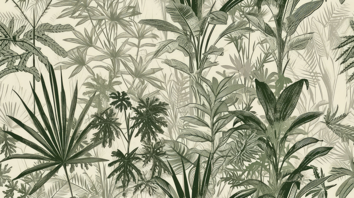 Hand-Drawn Tropical Foliage Wallpaper in your room
