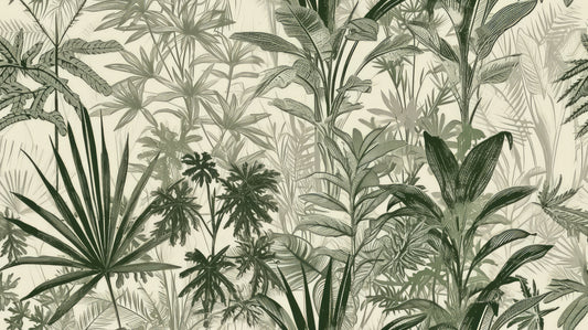 Hand-Drawn Tropical Foliage Wallpaper