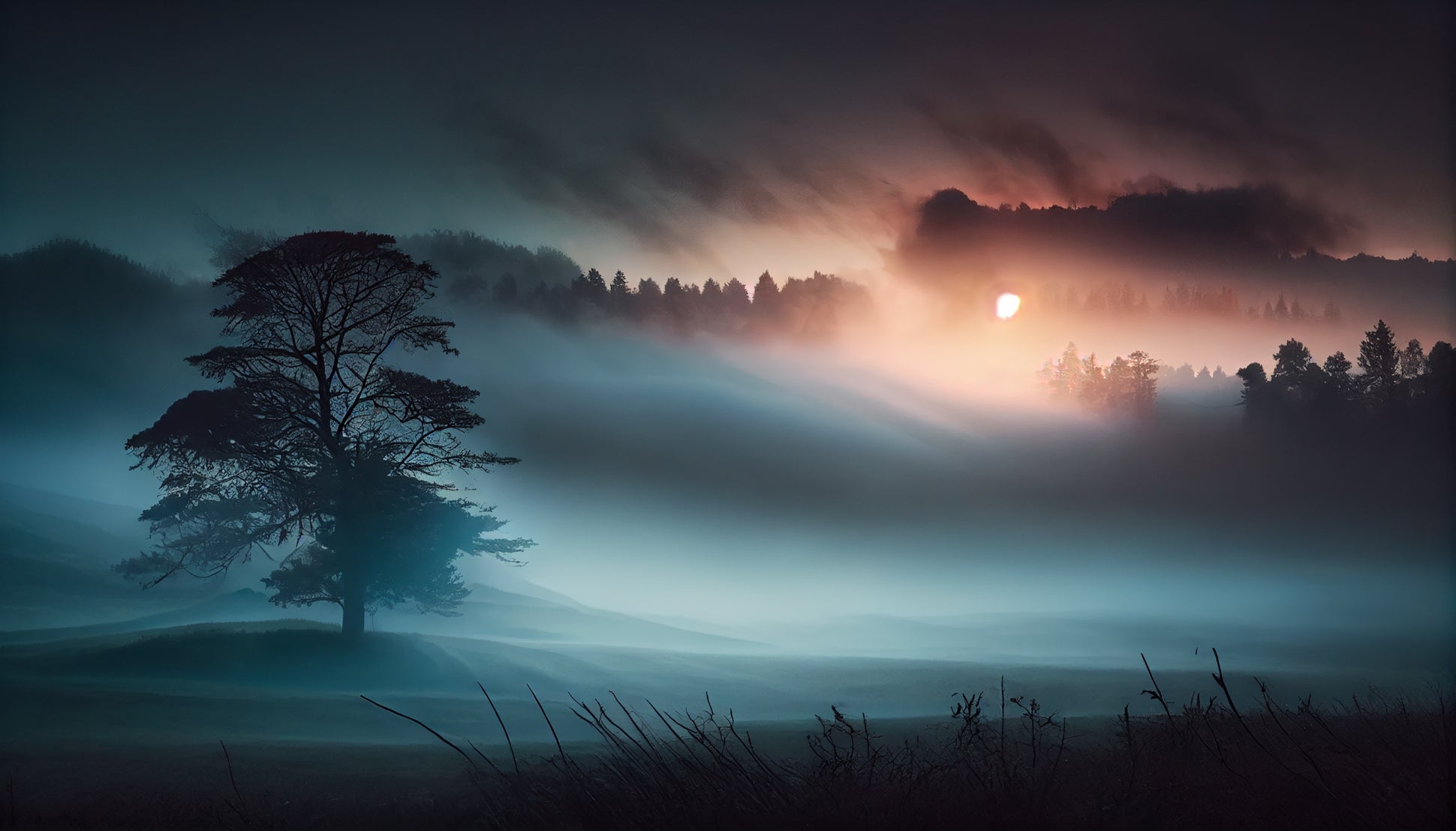 Misty Twilight Forest Wallpaper