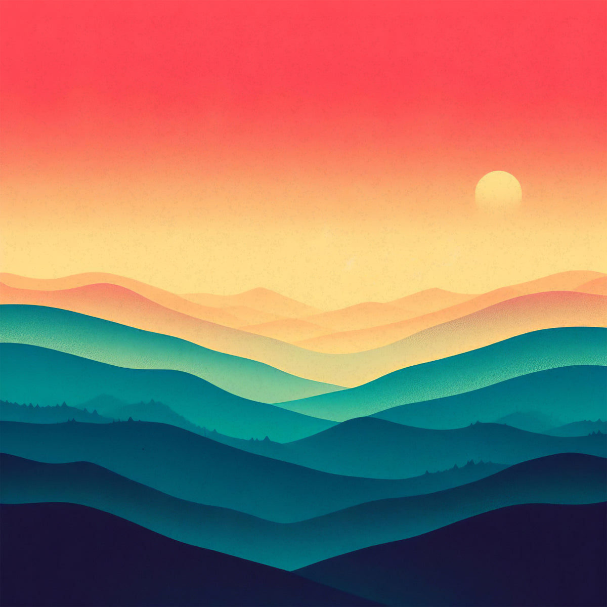 Sunset Misty Mountain Wallpaper in your room