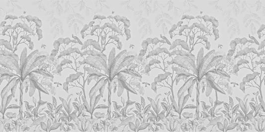 Grayscale Tropical Forest Wall Mural