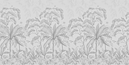 Grayscale Tropical Forest Wall Mural